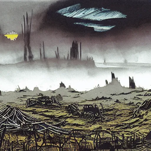 Image similar to post apocalyptic landscape by raymond briggs