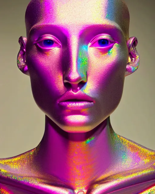 Image similar to hyperrealist highly intricate neo-gothic bust pink iridescent exoskeleton beautiful goddess concept art pascal blanche key sage dramatic yellow lighting 8k high angle shallow depth of field