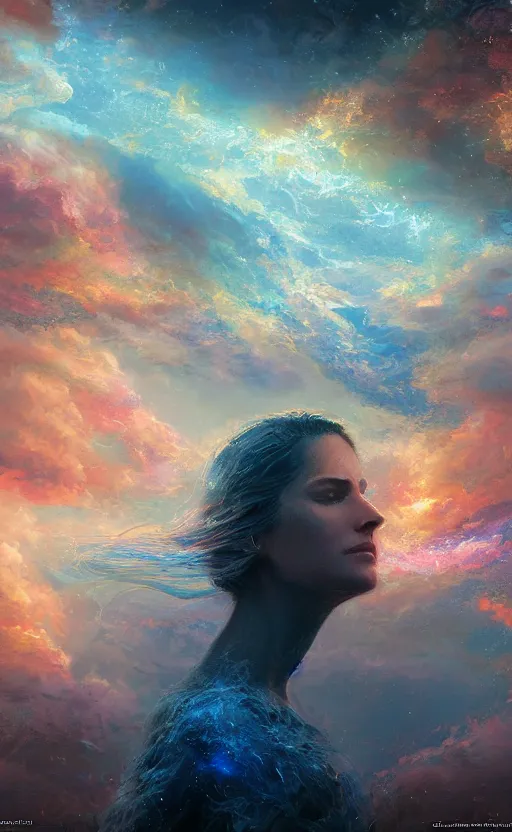 Image similar to the birth of life, sharp focus, intricate, elegant, digital painting, artstation, matte, highly detailed, concept art, illustration, volumetric lighting, gold and blue and pink color scheme, bokeh light, art by greg olsen and liz lemon swindle