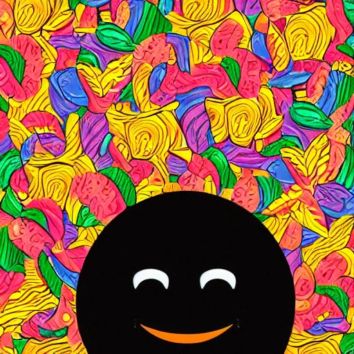 Image similar to a smile, black background, digital illustration