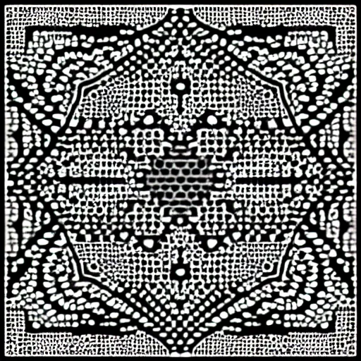 Prompt: complex geometric patterns. black and white. pointillism