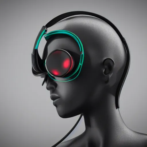 Prompt: headphones, futuristic, techno, cyberpunk, product design, 3 d render, concept, fun, swag, industrial design