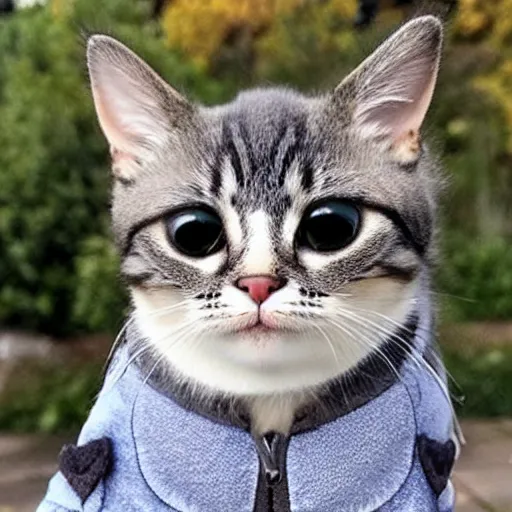 Prompt: cute cat wearing jacket