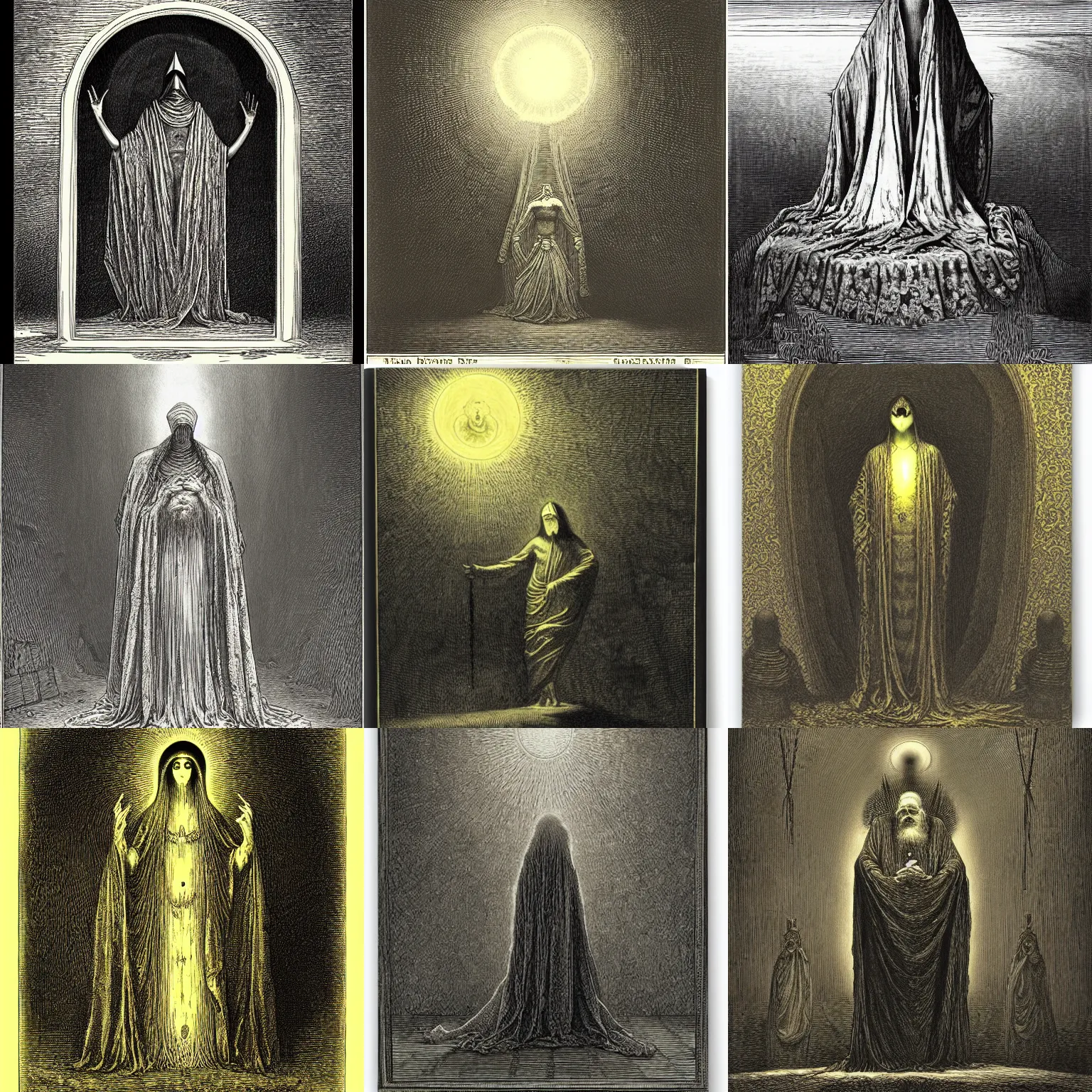 Prompt: The King in Yellow by Gustave Dore