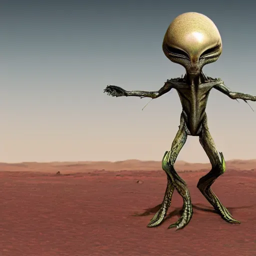 Image similar to realistic photo of an alien on mars, high quality, alien, very beautiful