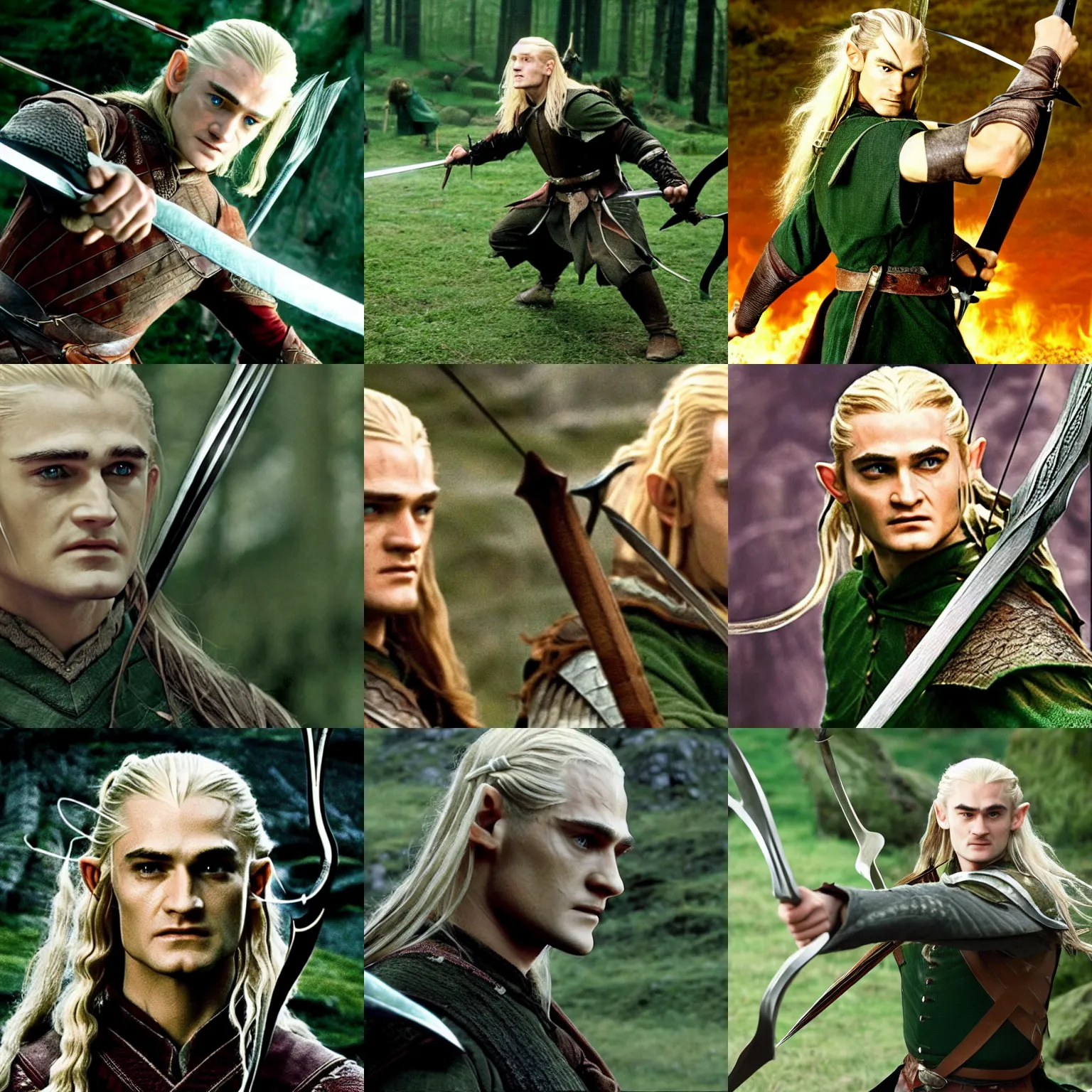 Prompt: lotr legolas in a battle