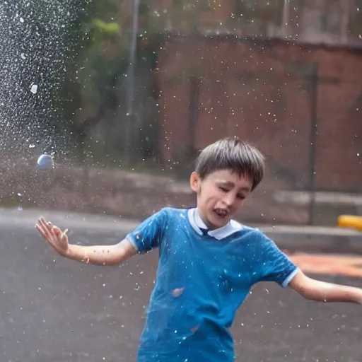 Image similar to a boy throw water to a beautiful flower