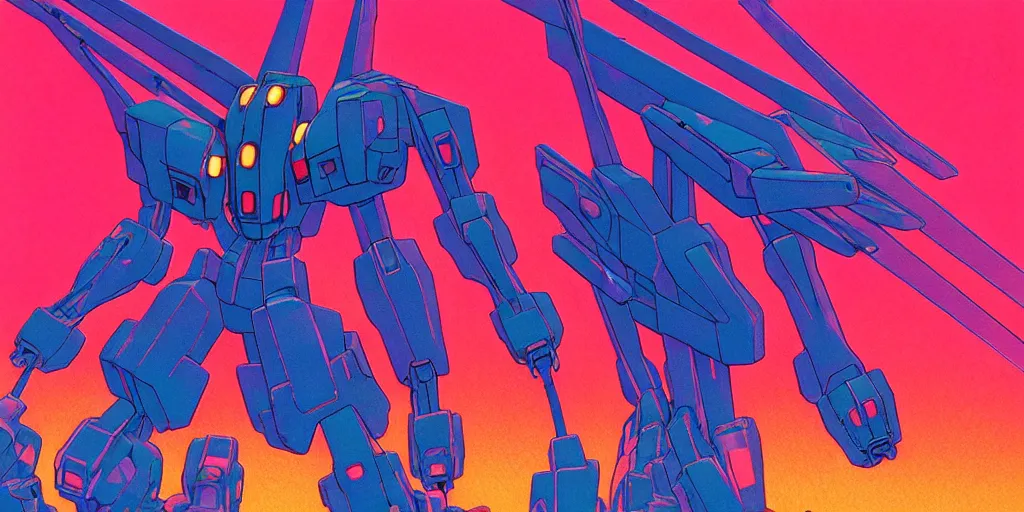 Image similar to risograph grainy painting of gigantic huge evangelion - like complicated agundam mech face with a lot of details and lasers covered ooze, by moebius and dirk dzimirsky and satisho kon, close - up wide portrait