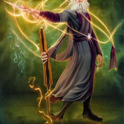 Prompt: wizard with magic wand
