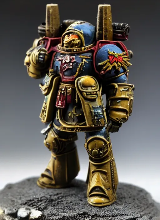 Prompt: 8 0 mm resin detailed miniature of a warhammer 4 0 k space marine with steampunk armor, product introduction photos, 4 k, full body,