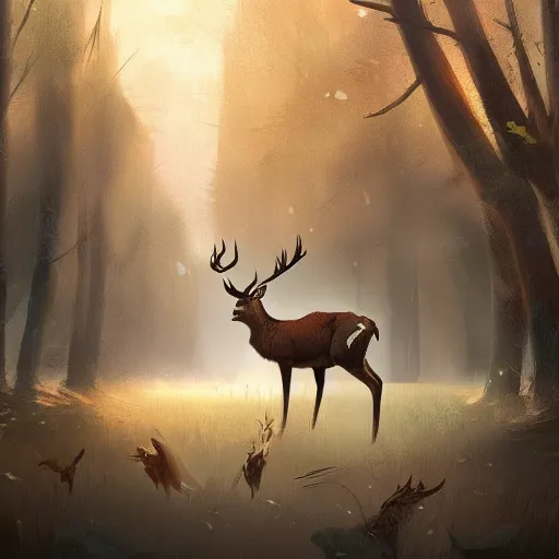 Prompt: deer digital art in the style of greg rutkowski and craig mullins, 4 k