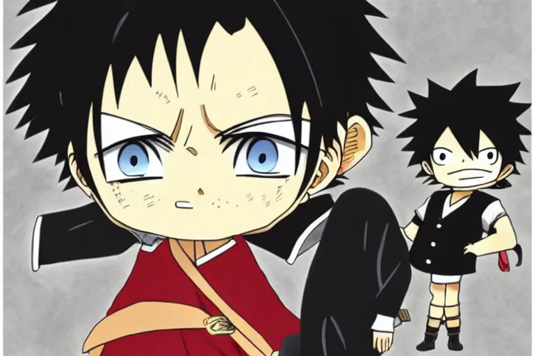 Prompt: hijikata toushirou, chibi, anime, short black hair, one piece