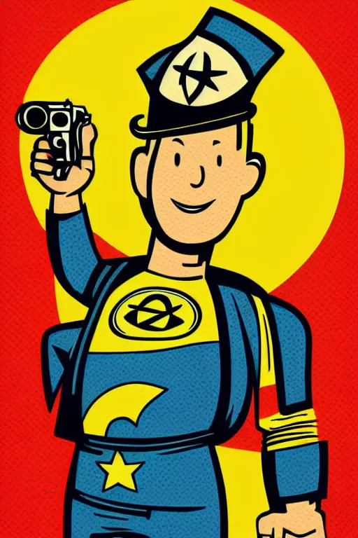 Image similar to fallout 7 6 retro futurist illustration art by butcher billy, sticker, colorful, illustration, highly detailed, simple, smooth and clean vector curves, no jagged lines, vector art, smooth andy warhol style