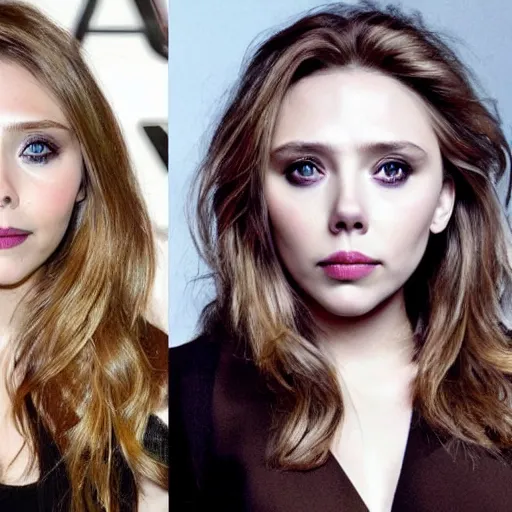 Image similar to elizabeth olsen mixed with scarlett johansson