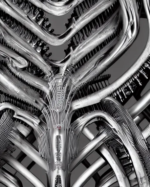 Image similar to comb by hr giger, biomechanical, isolated white background, 4 k, hyper detailed