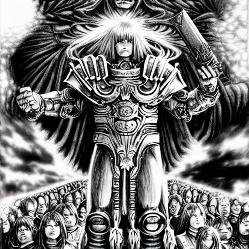 Prompt: the god-emperor of mankind triumphs over his enemies, hyper detailed, hyper realistic, digital art, trending on pixiv, by junji ito