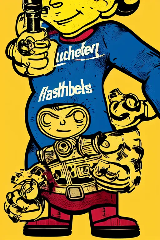 Image similar to fallout 7 6 retro futurist illustration art by butcher billy, sticker, colorful, illustration, highly detailed, simple, smooth and clean vector curves, no jagged lines, vector art, smooth andy warhol style