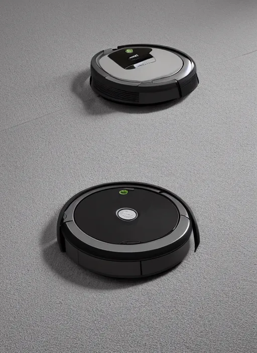 Image similar to A Roomba with a four robot spider legs, 3D Product, professional render, studio quality, octane render