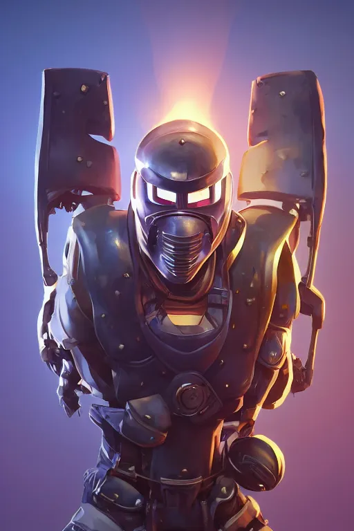 Image similar to epic mask helmet robot ninja portrait stylized as fornite style game design fanart by concept artist gervasio canda, behance hd by jesper ejsing, by rhads, makoto shinkai and lois van baarle, ilya kuvshinov, rossdraws global illumination radiating a glowing aura global illumination ray tracing hdr render in unreal engine 5