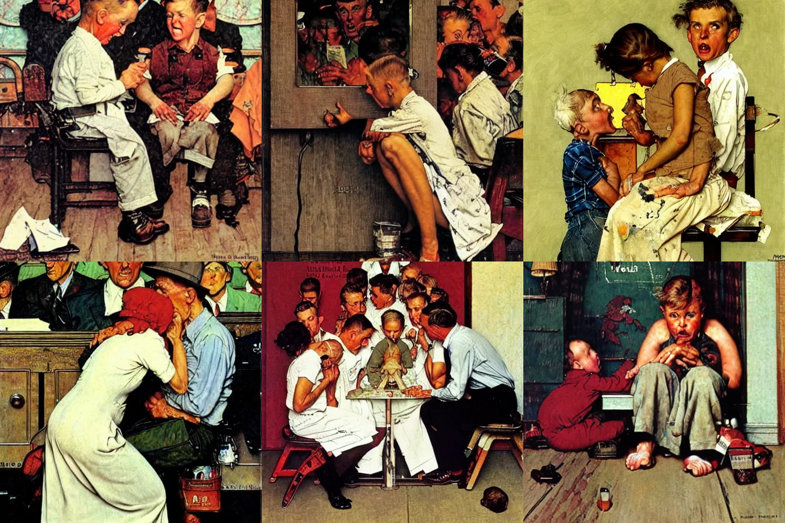 Prompt: the worst are full of passionate intensity, painting by norman rockwell.