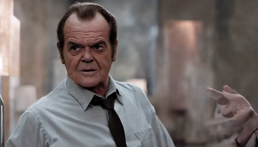 Prompt: young Jack Nicholson in The Avengers (2012), cinematic lighting, cinematography