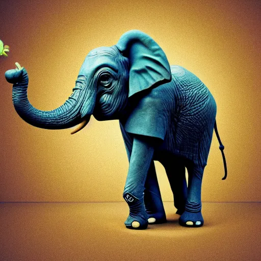 Image similar to elephant yoda patriot potus, modern art placed in a large living room, art designers magazine HD photo superrealism 3d 8k resolution