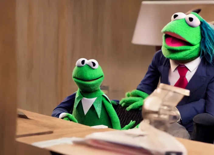 Image similar to film still of muppet muppet Michael Scott as a muppet from The Office, 4k