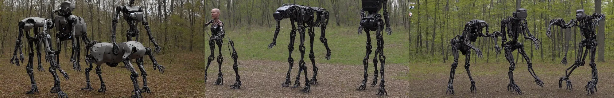 Prompt: high resolution 4k Boston dynamics, flesh robot, spot, fleshbot, human robot, trailcam