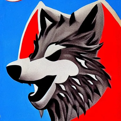 Prompt: communist wolf, soviet propaganda painting