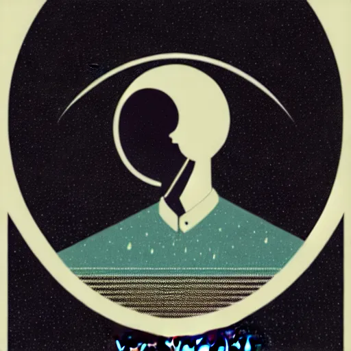 Image similar to a wandering mind, logo, simple white background victo ngai, kilian eng