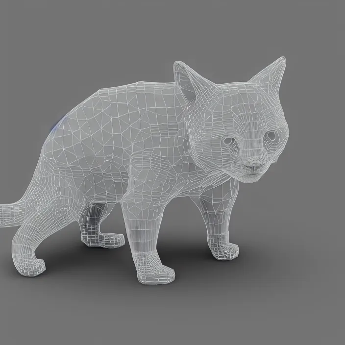 Prompt: low polygon, 3 d render, black and white cat, isometric view, pure white background, high definition