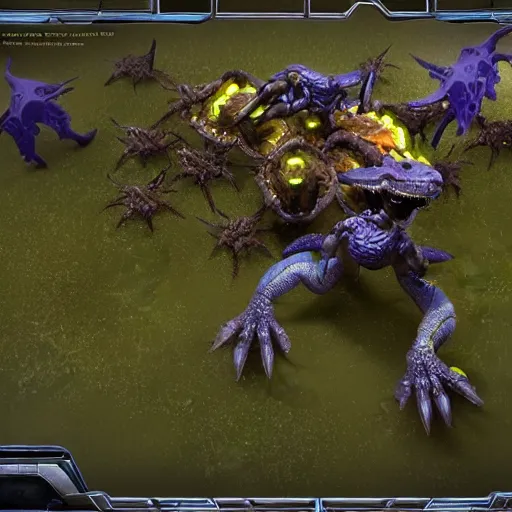 Image similar to a starcraft 2 unit model of a zerg lizard