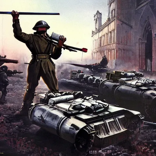 Image similar to syd mead fictional history world war 2 with zombie enemies and medieval weapons hyperrealism photo - realistic lifelike photography