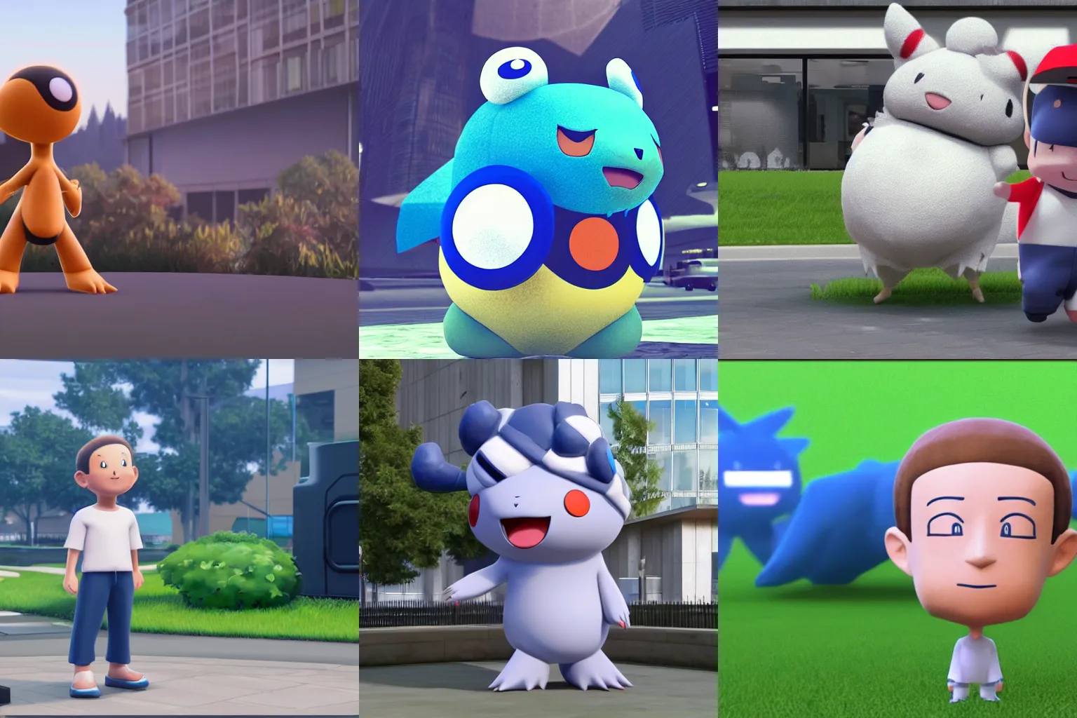 Prompt: pokemon that looks like mark zuckerberg sitting in front of facebook hq, trending on artstation unrealengine 4k award winning highly detailed ultra hd mark zuckerberg