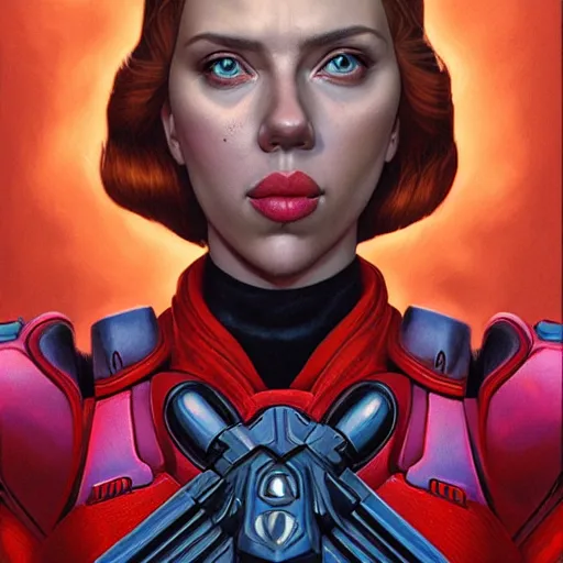 Prompt: lofi portrait of scarlett johansson as the doom slayer, demons, hell, pixar style, by tristan eaton stanley artgerm and tom bagshaw.