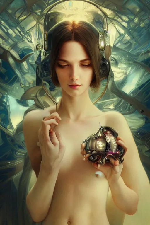 Image similar to ultra realistic illustration, beautiful feminine orchid, close up shot, cyberpunk, sci-fi, fantasy, intricate, elegant, highly detailed, digital painting, artstation, concept art, smooth, sharp focus, illustration, art by artgerm and greg rutkowski and alphonse mucha, rene magritte, surrealism