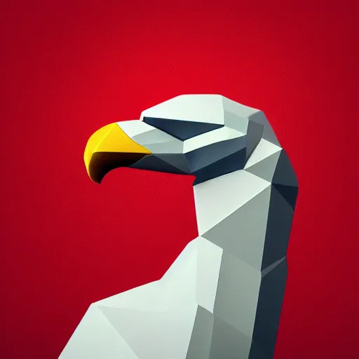 Image similar to low poly, vector, white eagle icon, in a book, red background, cgsociety, artstation, octane render