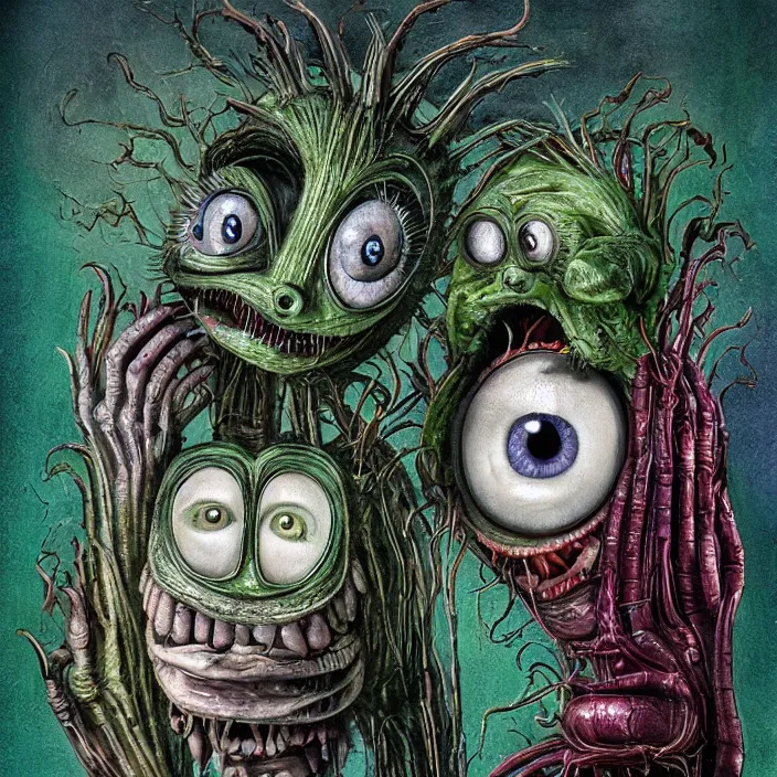 Image similar to anthropomorphic audrey two little shop of horrors, photorealism by h. r. giger, tim burton, full colour spectrum, supersampled, 8 k, beautify