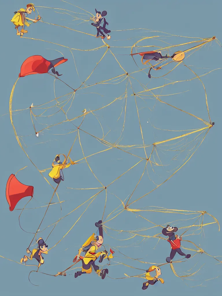 Prompt: let ’ s go fly a kite by disney concept artists, blunt borders, golden ratio