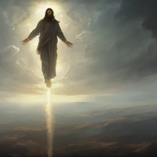 Prompt: The son of God coming in the clouds with his millions of angels , artstation, Greg rutkowski, cinematic, digital Art