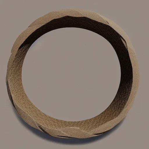 Image similar to a torus made of paper. a torus with the texture of paper. paper in the shape of a torus.