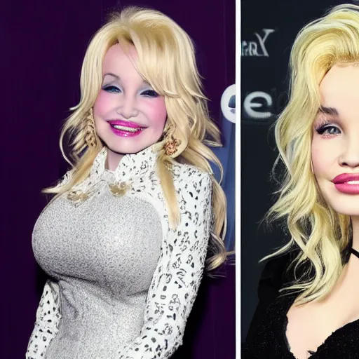 Image similar to genetic mix of dolly parton and dove cameron