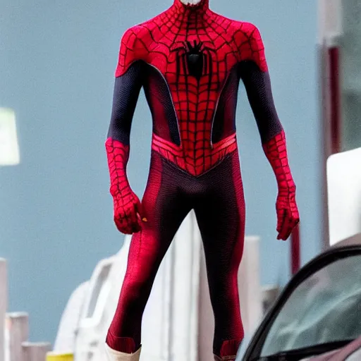 Image similar to timothee chalamet as spiderman