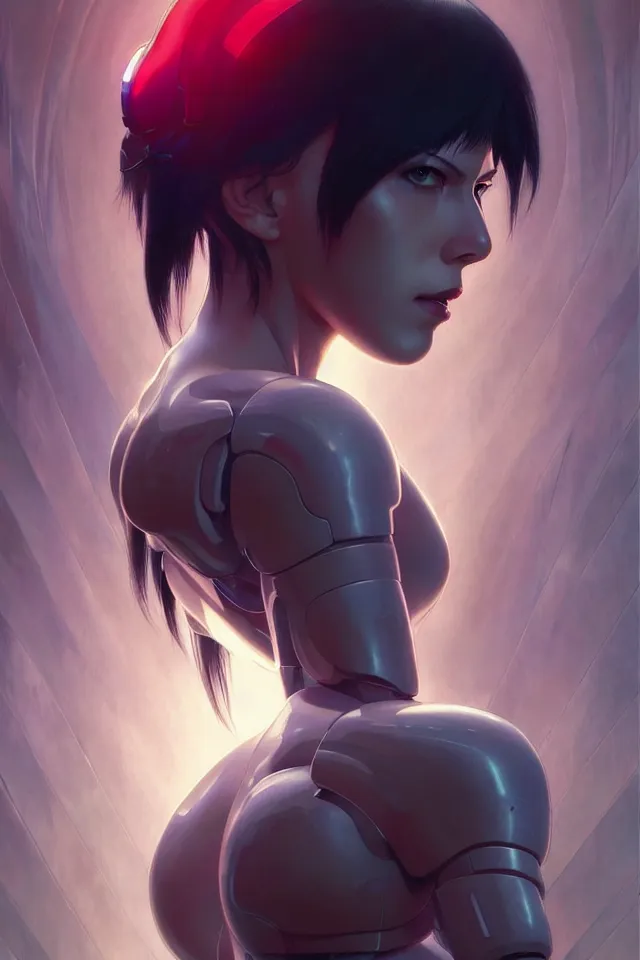 Image similar to Ghost in the shell, highly detailed, digital painting, artstation, concept art, smooth, sharp focus, illustration, RayTracing, art by artgerm and greg rutkowski and alphonse mucha