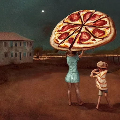 Prompt: neapolitan pizza margherita, by esao andrews, by james jean, humorous illustration, hyperrealistic, big depth of field, warm colors, night scenery, low light, 3 d octane render, 4 k, conceptart, hyperdetailed, hyperrealistic, trending on artstation