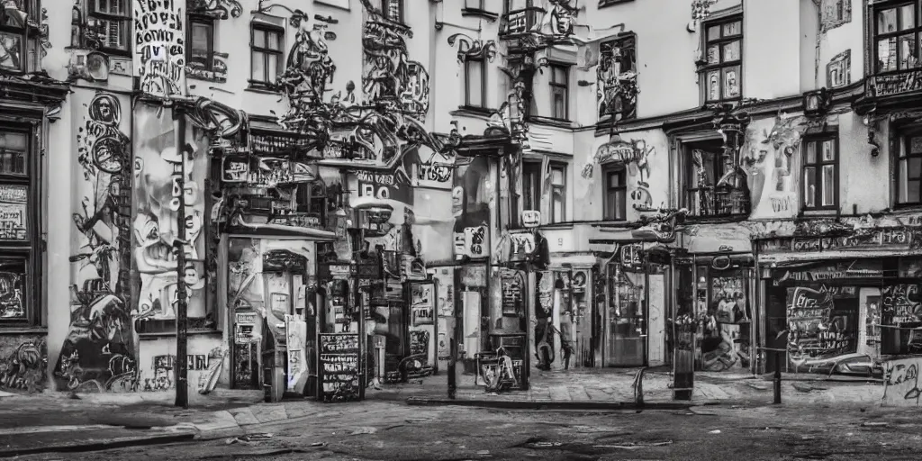 Image similar to kreuzberg streets, hyperrealistic, gritty, dark, urban photography, photorealistic, high details