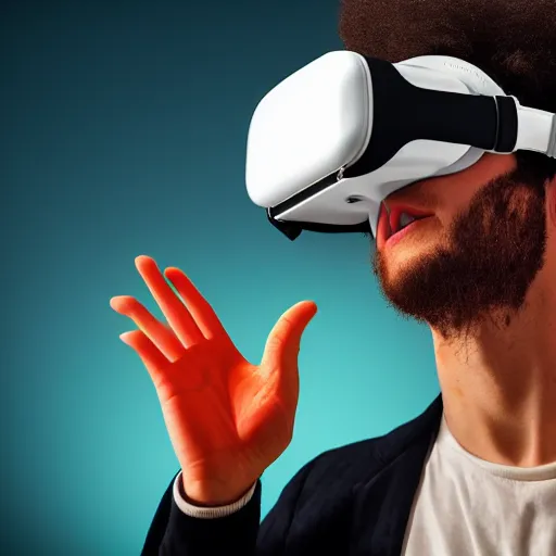 Image similar to hyperreality clown becoming enlightened while wearing a virtual reality headset