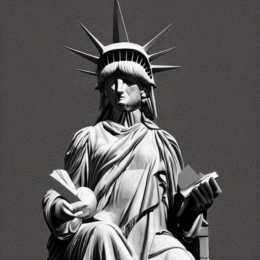 Image similar to photomanipulation of statue of liberty sitting down with legs crossed, humor, ultrarealism, detailed, trending on artstation