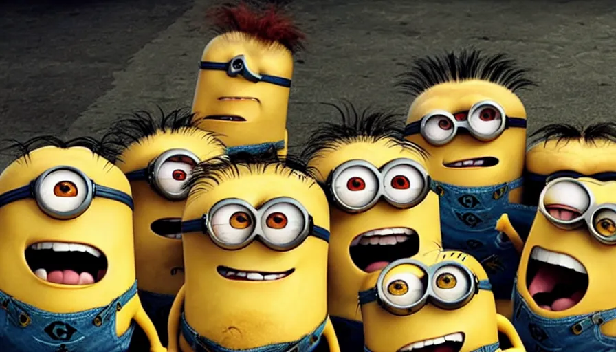 Image similar to fight club!!!!!, fight club!!!!!((the minions)), movie still