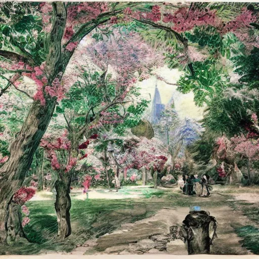 Prompt: massive spring hovering continent line bocaccio cherry tree arch halite , by Robert Rauschenberg and Edouard Manet and Thomas Kinkade , groovy , An ink drawing , Art on Instagram